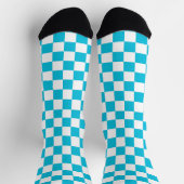Classic aqua blue checkerboard sokken (Top)