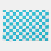 Classic aqua blue checkerboard theedoek (Horizontaal)