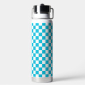 Classic aqua blue checkerboard waterfles (Achterkant)
