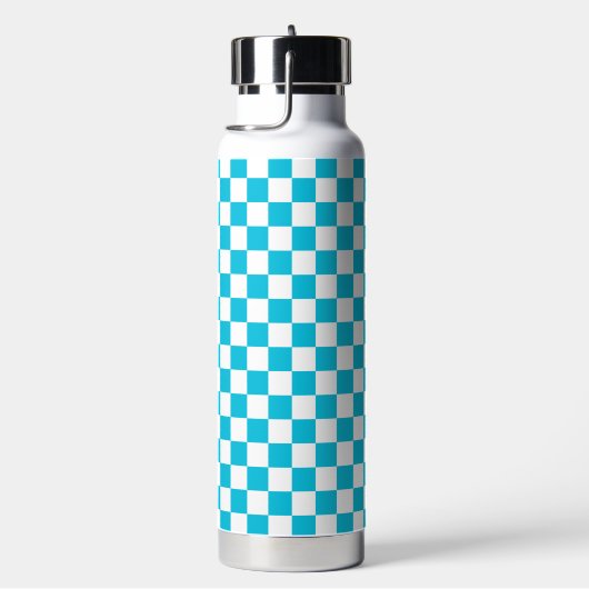 Classic aqua blue checkerboard waterfles (Rechts)