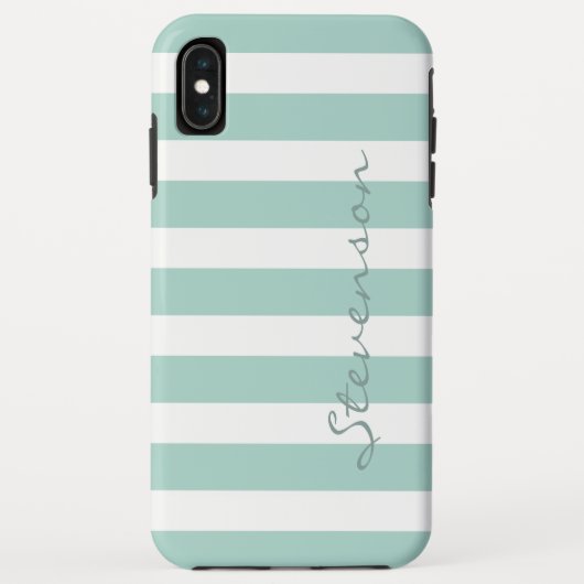 Classic Aqua Mint Stripes Patroon Monogrammen Case-Mate iPhone Case (Achterkant)