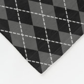Classic Argyle Diamond Pattern Black White Grey Fleece Deken (Hoek)
