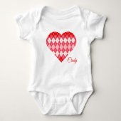 Classic Argyle Hearts Groot Hart Rood en Roze Romper (Voorkant)