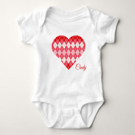 Classic Argyle Hearts Groot Hart Rood en Roze Romper
