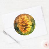Classic argyle pinecone rustiek goudgroen ronde sticker (Envelop)