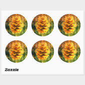 Classic argyle pinecone rustiek goudgroen ronde sticker (Vel)