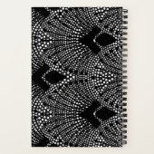 Classic Art Deco Antraciet  Pauw Patroon Notitieboek (Achterkant)