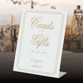 Classic Art Deco Elegante gouden Kaarten en gesche Reclamebord Met Voetstuk