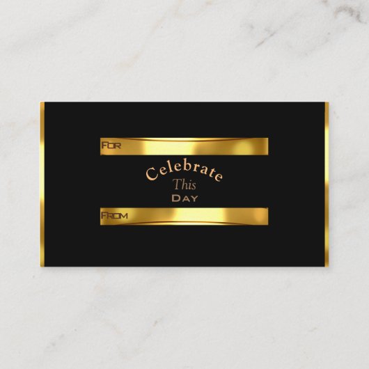 Classic Art Deco Fan Design Gold, Sm. Cadeaulabel Informatiekaartje (Achterkant)