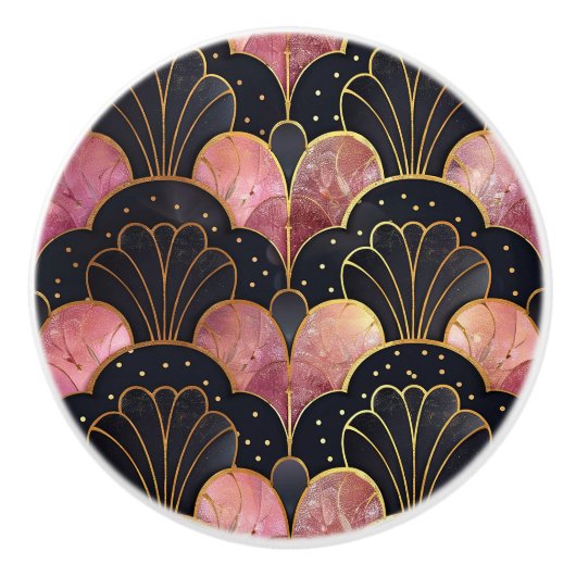 Classic Art Deco Fan Pattern Keramische Knop (Voorkant)