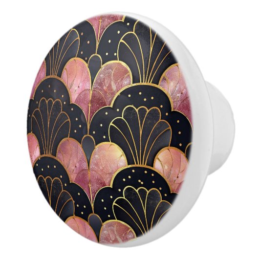 Classic Art Deco Fan Pattern Keramische Knop (Rechts)