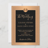 Classic Art Deco glam Black Gold bruiloft Kaart (Voorkant)