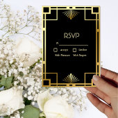 Classic Art Deco Gold op zwarte  RSVP-kaart Kaart