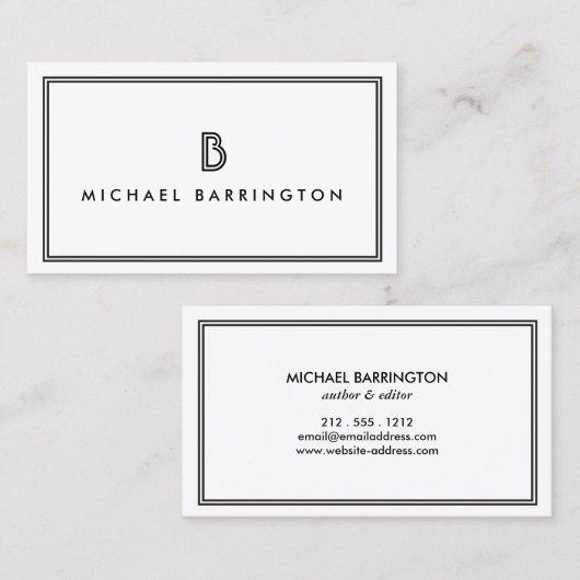 CLASSIC ART DECO MONOGRAM INITIAAL LOGO II VISITEKAARTJE (Voorkant / Achterkant)