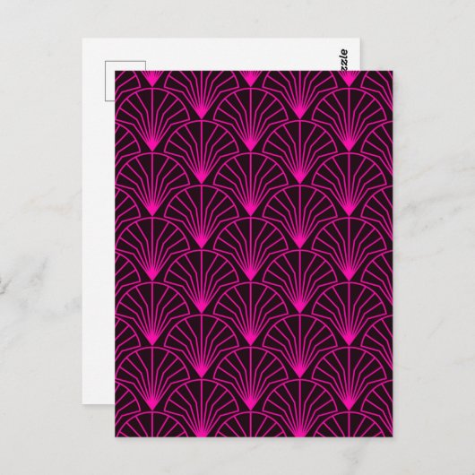 Classic Art Deco Pattern in Pink and Black Briefkaart (Voorkant / Achterkant)