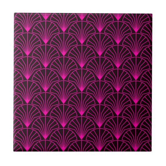 Classic Art Deco Pattern in Pink and Black Tegeltje (Voorkant)