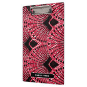 Classic Art Deco Rood Zwart Wit Pauw Patroon Klembord (Links)