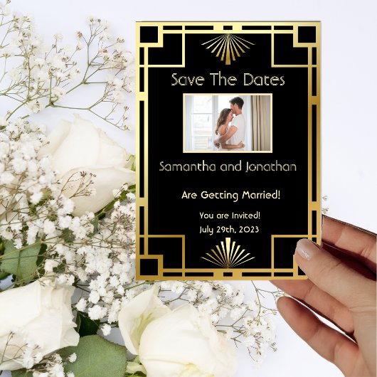 Classic Art Deco Save the Dates Kaart
