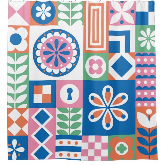 Classic Art Deco Seamless Pattern. Geometrische St Douchegordijn (Voorkant)
