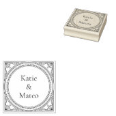 Classic Art Deco Wooden Couple's Names Rubberstempel (Gestempeld)