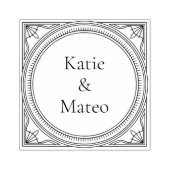 Classic Art Deco Wooden Couple's Names Rubberstempel (Afrduk)
