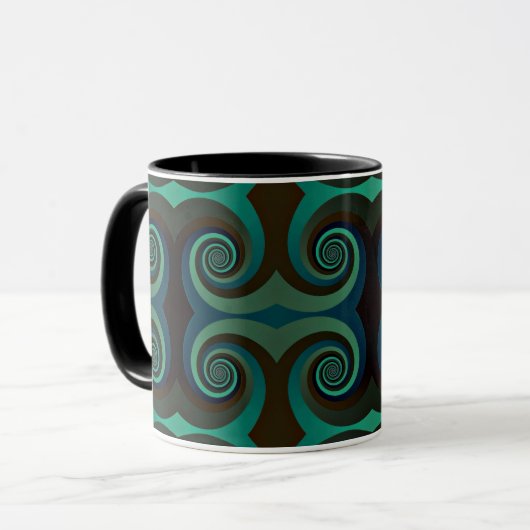 Classic art deco zwart-groen mok (Voorkant links)