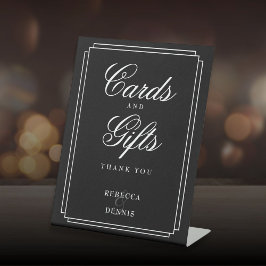 Classic Art Deco zwart-wit Kaarten en geschenken Reclamebord Met Voetstuk