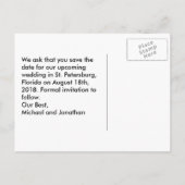 Classic Art Gay Wedding Bewaar de datum Aankondigingskaart (Achterkant)