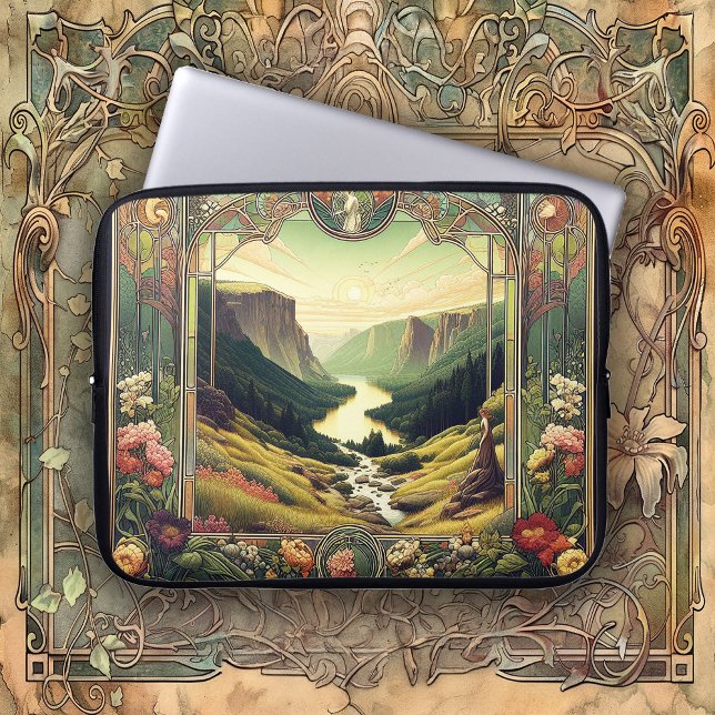 Classic Art Nouvea Landscape Art Laptop Sleeve (Creator heeft geüpload)