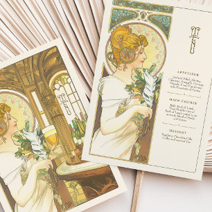 Classic Art Nouveau Wedding Menu Kaart Vintage