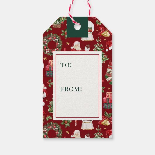 Classic Assorted Cadeaus Kerstvakantie Cadeaulabel (Achterkant)