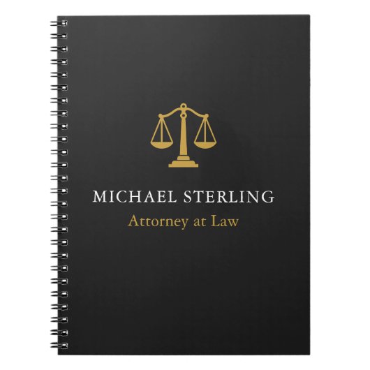 Classic Attorney Scales of Justice Black Gold Notitieboek (Voorkant)