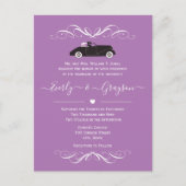 Classic Auto elke kleur Paarse bruiloft Uitnodiging Briefkaart (Voorkant)