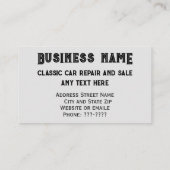 Classic auto reparatie en verkoop Visitekaartje (Achterkant)