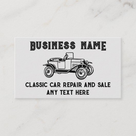 Classic auto reparatie en verkoop Visitekaartje (Voorkant)