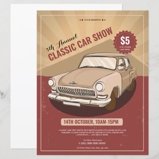 Classic Auto Show Flyer Sjabloon (Voorkant / Achterkant)
