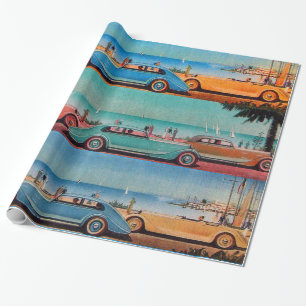 CLASSIC-AUTO'S OP DE SEASIDE-WEG CADEAUPAPIER