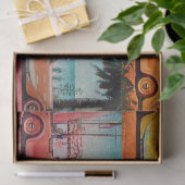 CLASSIC-AUTO'S OP DE SEASIDE-WEG TISSUEPAPIER (Geschenk)