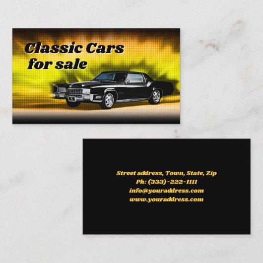 Classic Auto's te koop Zwart  Auto Visitekaartje (Voorkant / Achterkant)