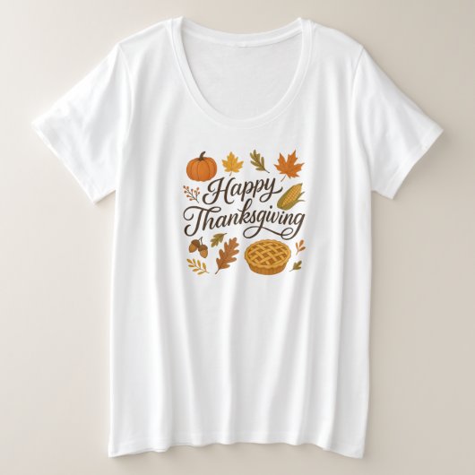 Classic Autumn/Thanksgiving  Grote Maat T-shirt (Design voorkant)