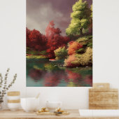 Classic Autumn uitzicht van een  met krimfoelblad  Poster (Keuken)