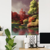 Classic Autumn uitzicht van een  met krimfoelblad  Poster (Thuiskantoor)