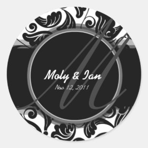 Classic B&W Bewaar de datum sticker voor bruiloft 