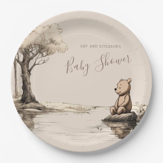 Classic Baby Beer Forest | BABY SHOWER Papieren Bordje (Voorkant)