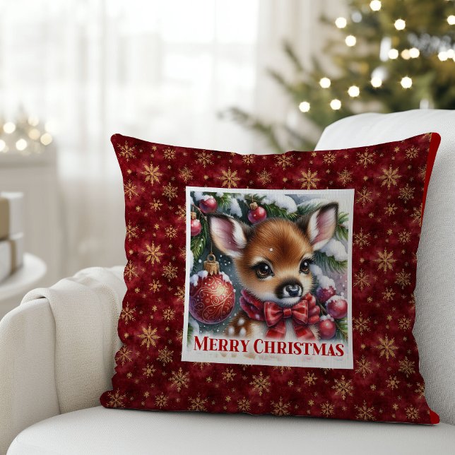 Classic Baby Fawn Winter Scene Kids Room Decor  Kussen (Classic Baby Fawn Winter Scene Kids Room Decor Christmas Pillow

)