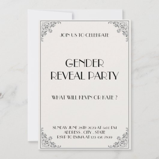 Classic Baby Gender Reveal Party Invitation Kaart (Voorkant)