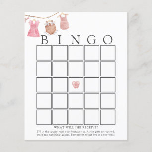 Classic Baby Girl Baby Bingo Game Kaart