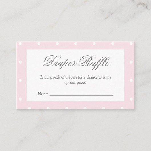 Classic Baby Roze Bow Baby shower Luier Raffle Informatiekaartje (Voorkant)