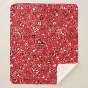 Classic Bandana Red Paisley Sherpa Deken