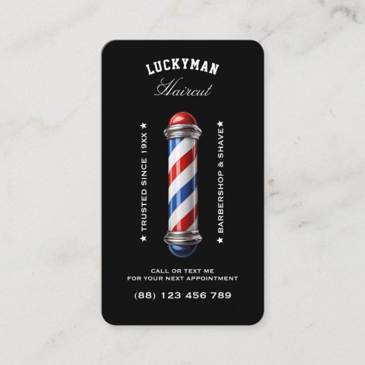 Classic Barber Pole Rood Wit Blauw Loyaliteit Kaar Visitekaartje (Voorkant)
